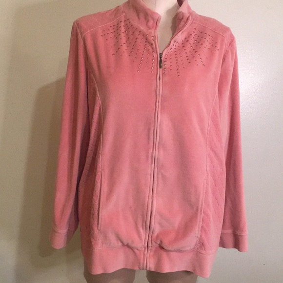 Alfred Dunner Women’s Zip-Front Jacket Size 16 PreLoved Dusty rose Color & Studs - Picture 2 of 6